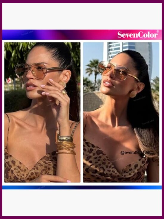 Metal Oversized Aviator Sunglasses UV400 Protection Retro 70s Style main image 4